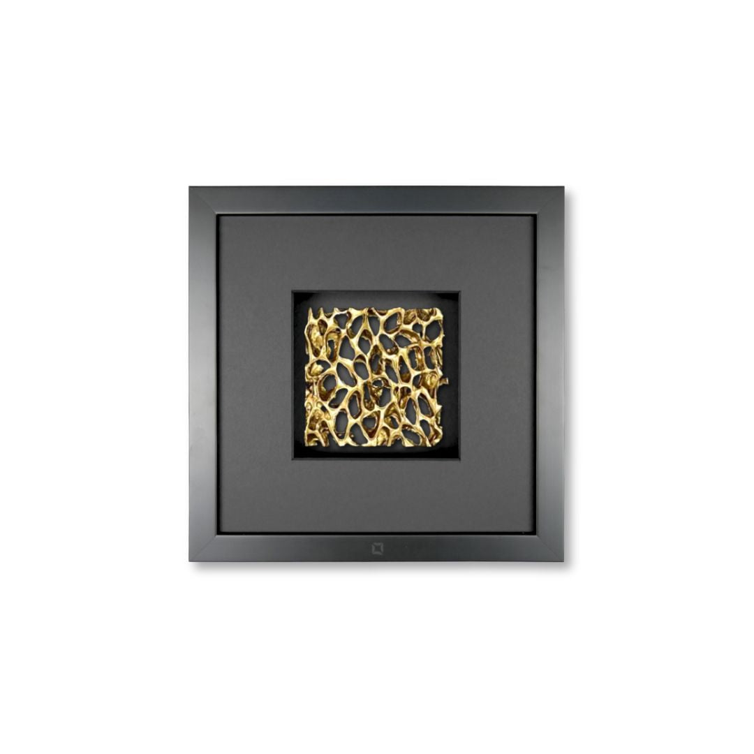 Quadratwerk Wandbild Magic Gold Quadrat 27cm - Rahmen Schwarz, Hintergrund Schwarz, Passepartout Schwarz/Schwarz