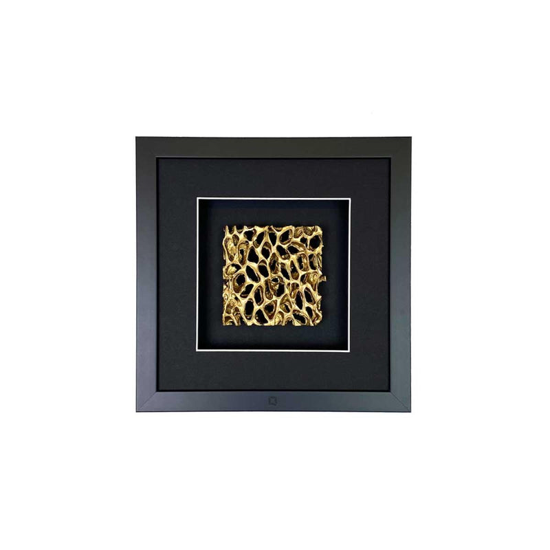 Quadratwerk Wandbild Magic Gold Quadrat 27cm - Rahmen Schwarz, Hintergrund Schwarz, Passepartout Schwarz/Weiß