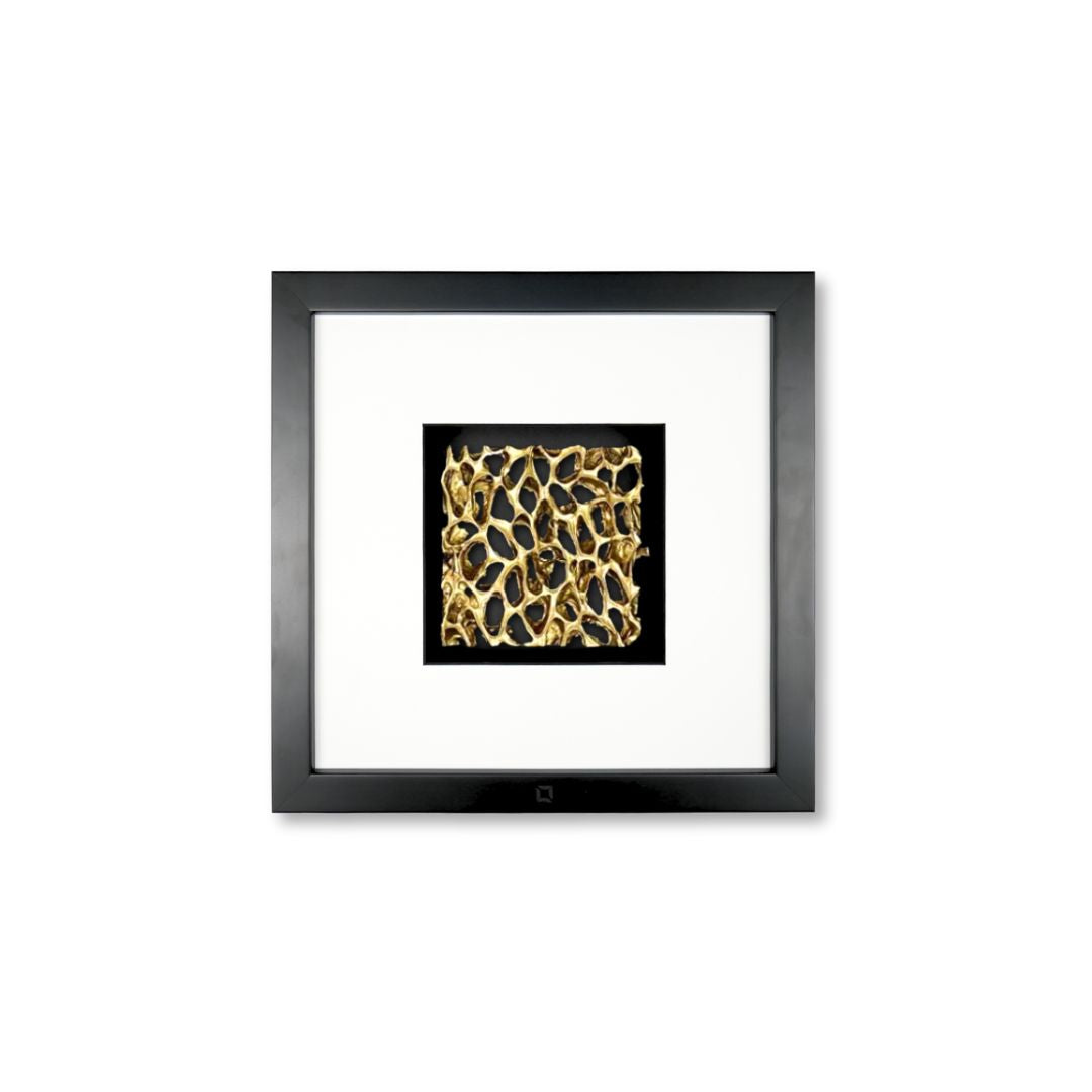 Quadratwerk Wandbild Magic Gold Quadrat 27cm - Rahmen Schwarz, Hintergrund Schwarz, Passepartout Weiß/Schwarz