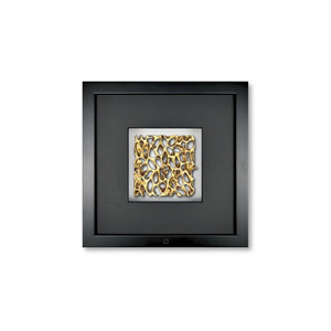 Quadratwerk Wandbild Magic Gold Quadrat 27cm - Rahmen Schwarz, Hintergrund Weiß, Passepartout Schwarz/Schwarz