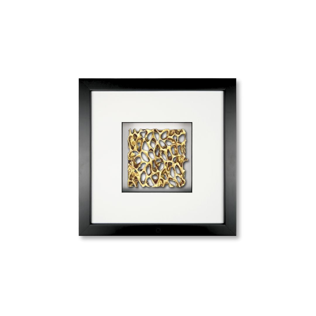 Quadratwerk Wandbild Magic Gold Quadrat 27cm - Rahmen Schwarz, Hintergrund Weiß, Passepartout Weiß/Schwarz