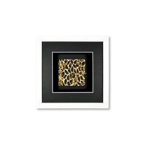 Quadratwerk Wandbild Magic Gold Quadrat 27cm - Rahmen Weiß, Hintergrund Schwarz, Passepartout Schwarz/Weiß