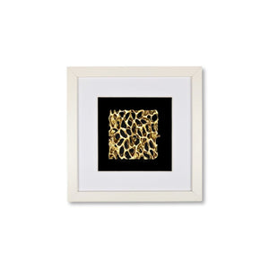 Quadratwerk Wandbild Magic Gold Quadrat 27cm - Rahmen Weiß, Hintergrund Schwarz, Passepartout Weiß/Weiß