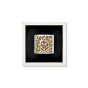 Quadratwerk Wandbild Magic Gold Quadrat 27cm - Rahmen Weiß, Hintergrund Weiß, Passepartout Schwarz/Schwarz