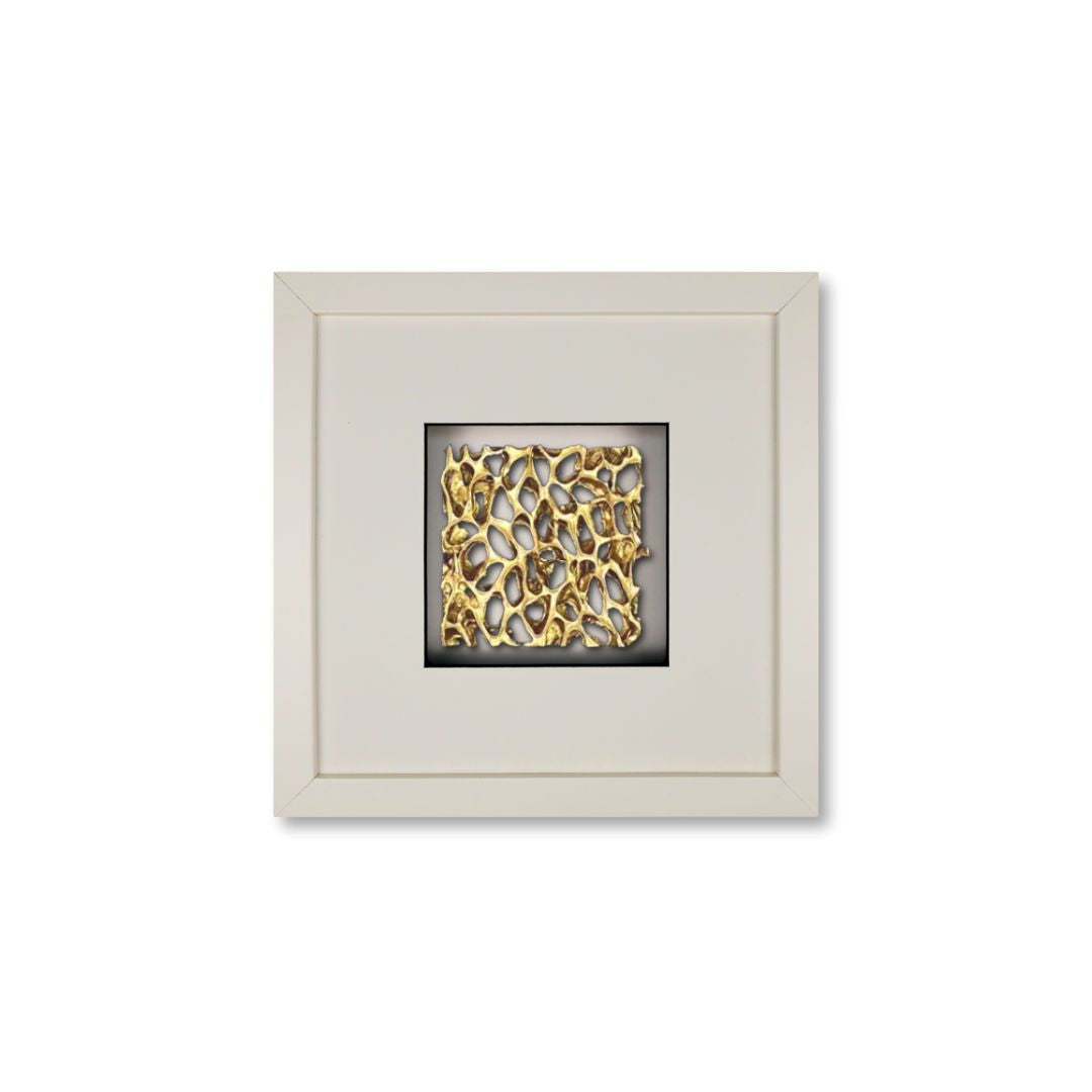 Quadratwerk Wandbild Magic Gold Quadrat 27cm - Rahmen Weiß, Hintergrund Weiß, Passepartout Weiß/Schwarz