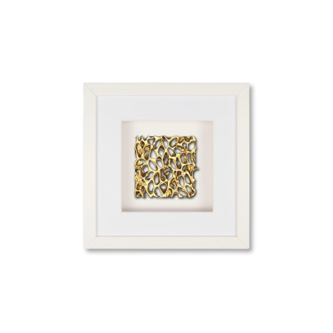 Quadratwerk Wandbild Magic Gold Quadrat 27cm - Rahmen Weiß, Hintergrund Weiß, Passepartout Schwarz/Schwarz