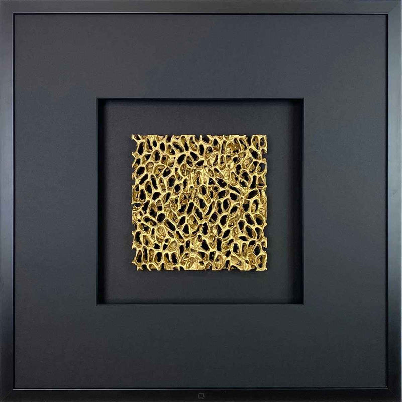 Quadratwerk Wandbild Magic Gold Quadrat 58cm - Rahmen Schwarz, Hintergrund Schwarz, Passepartout Schwarz/Schwarz