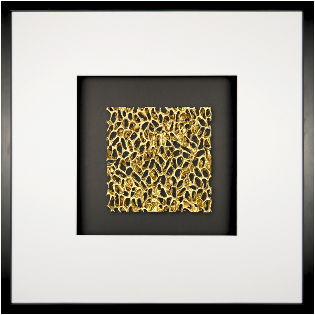 Quadratwerk Wandbild Magic Gold Quadrat 58cm - Rahmen Schwarz, Hintergrund Schwarz, Passepartout Weiß/Weiß