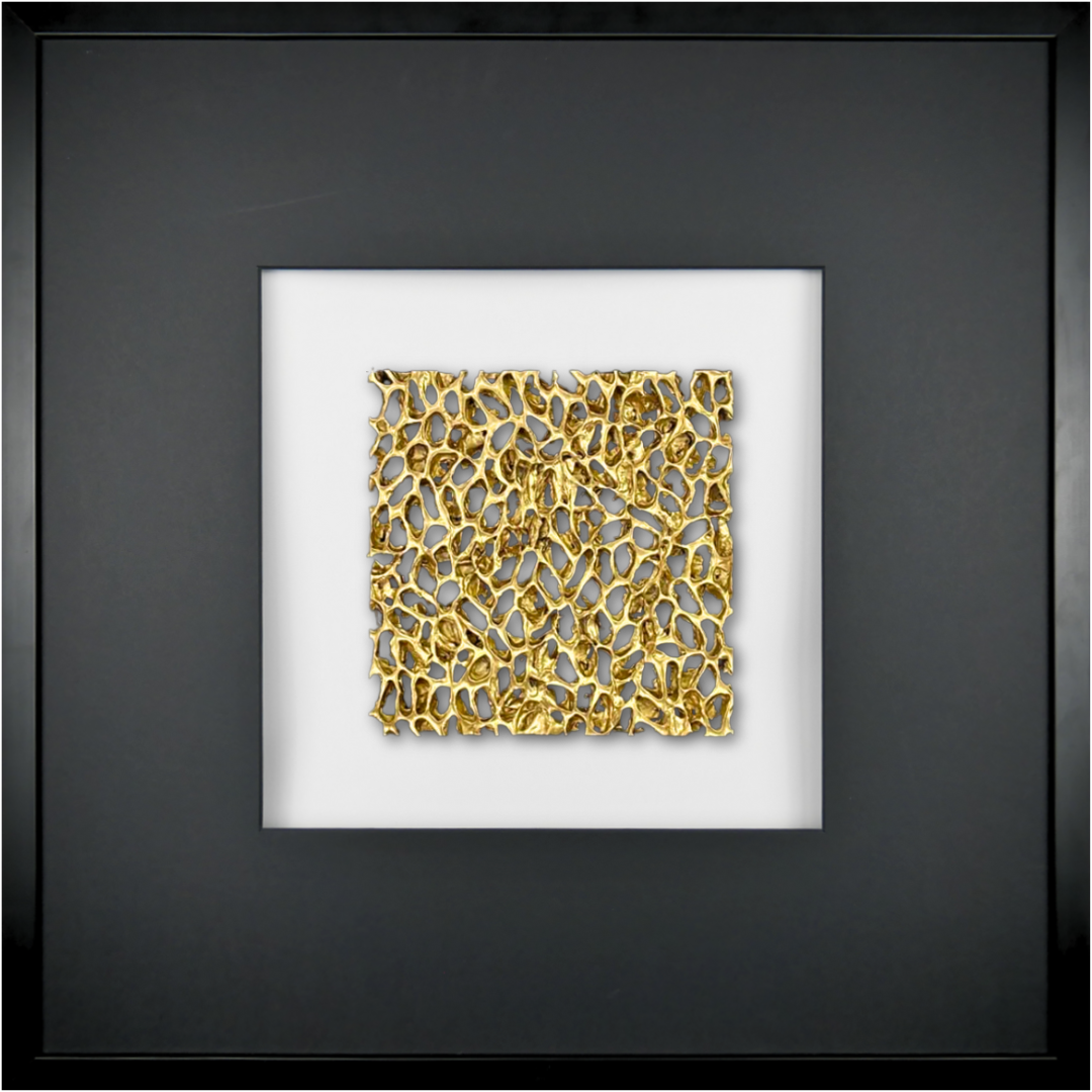 Quadratwerk Wandbild Magic Gold Quadrat 58cm - Rahmen Schwarz, Hintergrund Weiß, Passepartout Schwarz/Schwarz