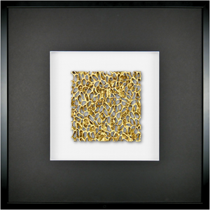 Quadratwerk Wandbild Magic Gold Quadrat 58cm - Rahmen Schwarz, Hintergrund Weiß, Passepartout Schwarz/Schwarz