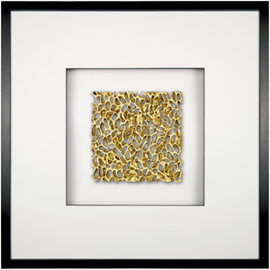 Quadratwerk Wandbild Magic Gold Quadrat 58cm - Rahmen Schwarz, Hintergrund Weiß, Passepartout Weiß/Schwarz
