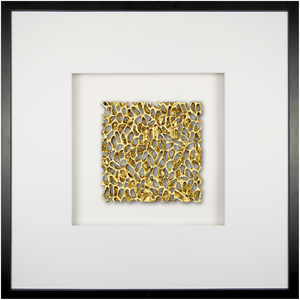 Quadratwerk Wandbild Magic Gold Quadrat 58cm - Rahmen Schwarz, Hintergrund Weiß, Passepartout Weiß/Weiß