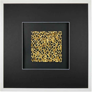 Quadratwerk Wandbild Magic Gold Quadrat 58cm - Rahmen Weiß, Hintergrund Schwarz, Passepartout Schwarz/Weiß
