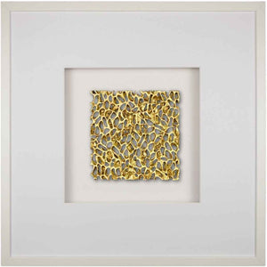 Quadratwerk Wandbild Magic Gold Quadrat 58cm - Rahmen Weiß, Hintergrund Weiß, Passepartout Weiß/Weiß