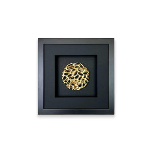 Wandbild Gold rund klein 27x27 cm – Magic Gold Circle Quadratwerk, rundes Goldinlay 3D-Optik handgefertigt Made in Germany