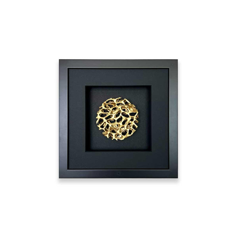 Quadratwerk Wandbild Magic Gold Rund 27cm - Rahmen Schwarz, Hintergrund Schwarz, Passepartout Schwarz/Schwarz