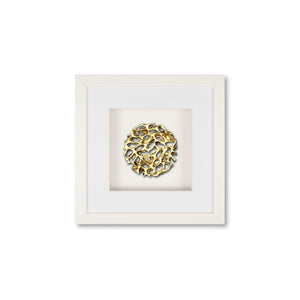 Quadratwerk Wandbild Magic Gold Rund 27cm - Rahmen Weiß, Hintergrund Weiß, Passepartout Weiß/Weiß