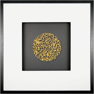 Quadratwerk Wandbild Magic Gold Rund 58m - Rahmen Schwarz, Hintergrund Schwarz, Passepartout Weiß/Schwarz