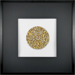 Quadratwerk Wandbild Magic Gold Rund 58m - Rahmen Schwarz, Hintergrund Weiß, Passepartout Schwarz/Schwarz