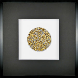 Quadratwerk Wandbild Magic Gold Rund 58m - Rahmen Schwarz, Hintergrund Weiß, Passepartout Schwarz/Weiß