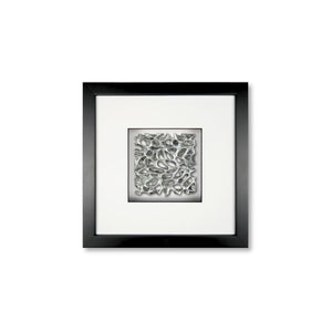 Quadratwerk Wandbild Magic Silver Quadrat 27cm - Rahmen Schwarz, Hintergrund Weiß, Passepartout Weiß/Schwarz