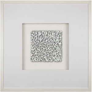 Quadratwerk Wandbild Magic Silver Quadrat 58cm - Rahmen Weiß, Hintergrund Weiß, Passepartout Weiß/Weiß