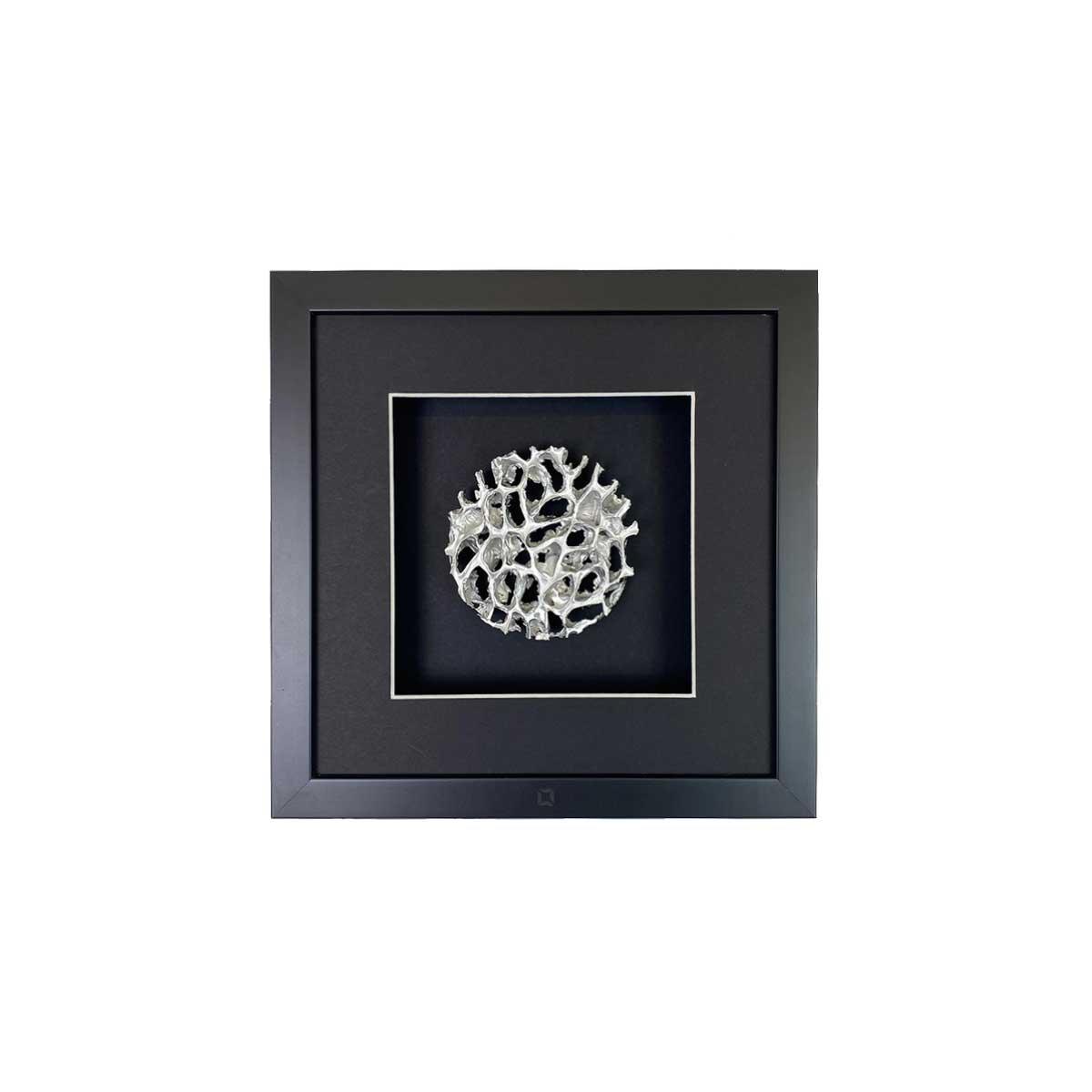 Quadratwerk Wandbild Magic Silver Rund 27cm - Rahmen Schwarz, Hintergrund Schwarz, Passepartout Schwarz/Weiß