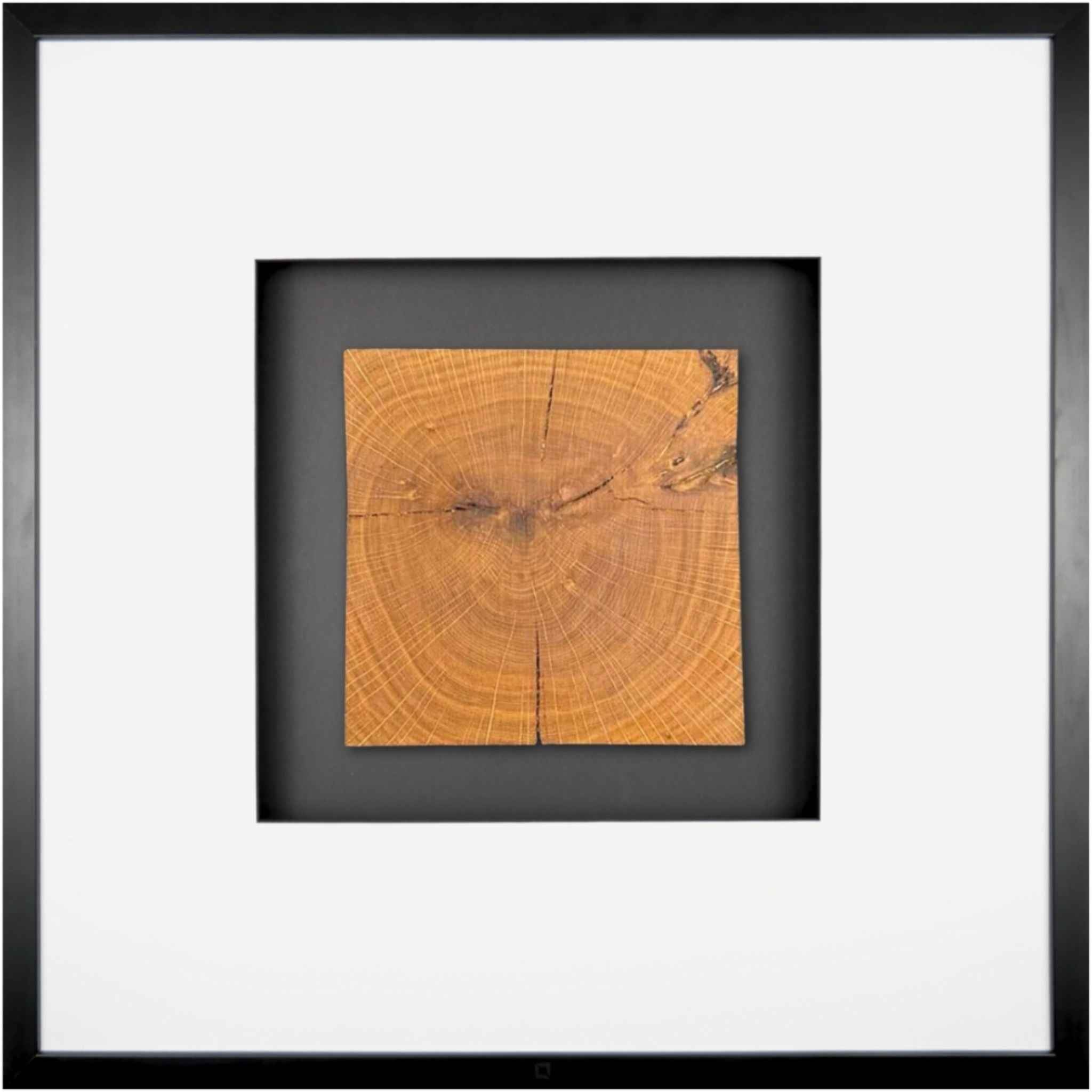 Quadratwerk Wandbild Noble Wood Quadrat 58cm - Rahmen Schwarz, Hintergrund Schwarz, Passepartout Weiß/Schwarz