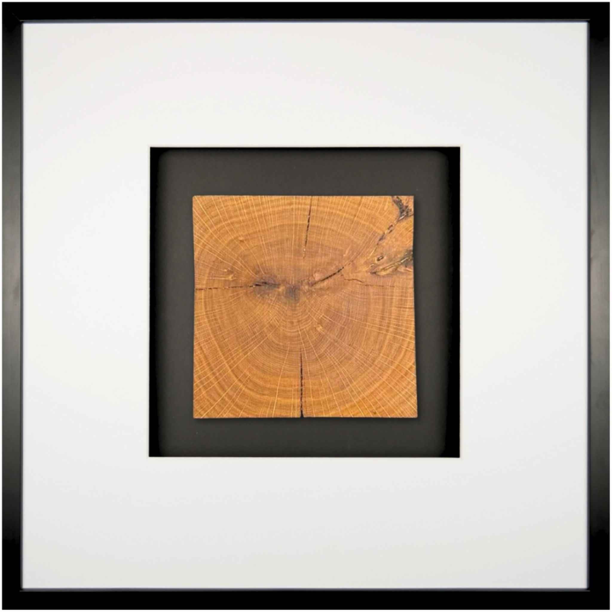 Quadratwerk Wandbild Noble Wood Quadrat 58cm - Rahmen Schwarz, Hintergrund Schwarz, Passepartout Weiß/Weiß
