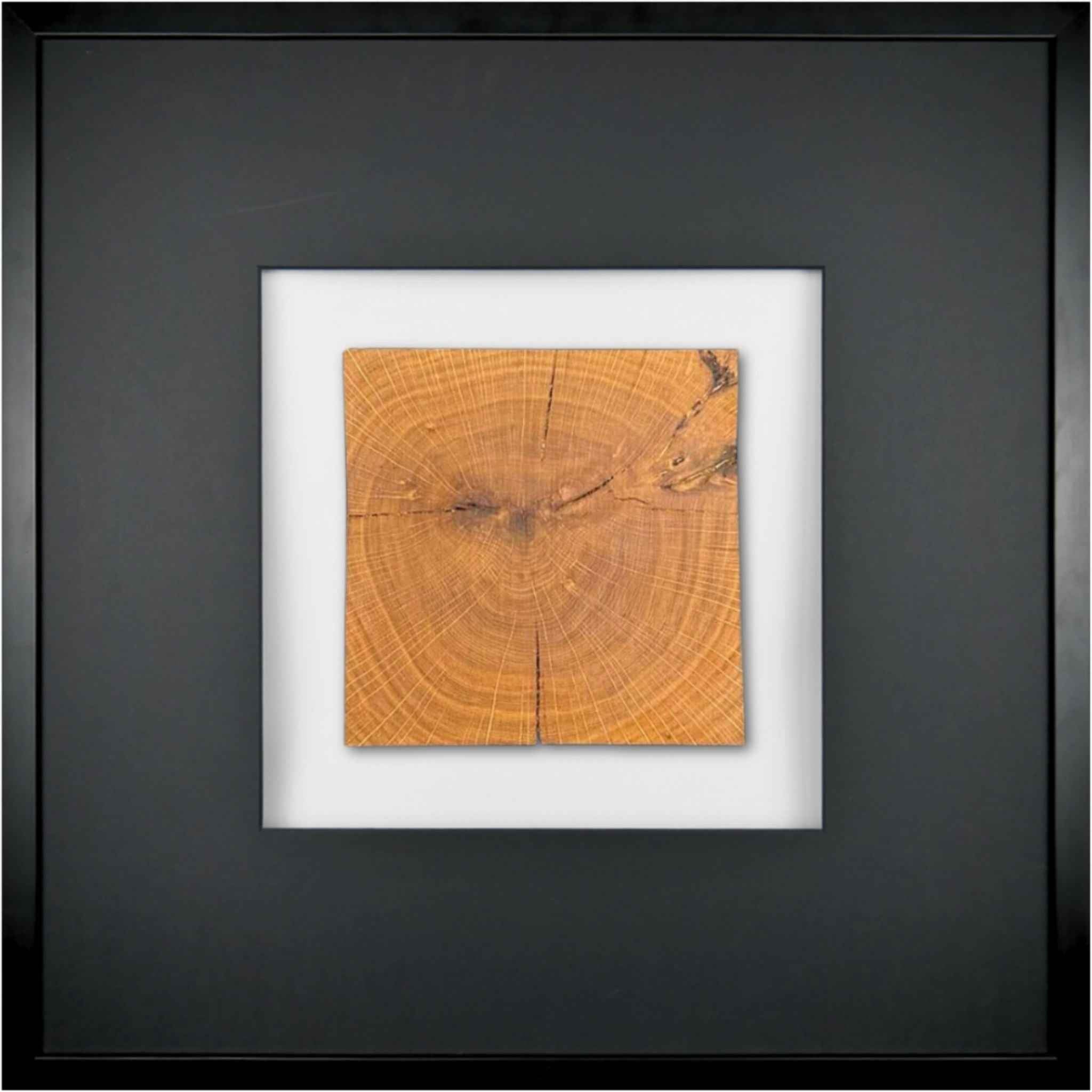 Quadratwerk Wandbild Noble Wood Quadrat 58cm - Rahmen Schwarz, Hintergrund Weiß, Passepartout Schwarz/Schwarz