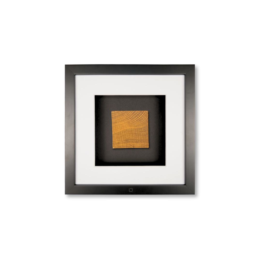 Quadratwerk Wandbild Noble Wood Quadrat 27cm - Rahmen Schwarz, Hintergrund Schwarz, Passepartout Weiß/Weiß