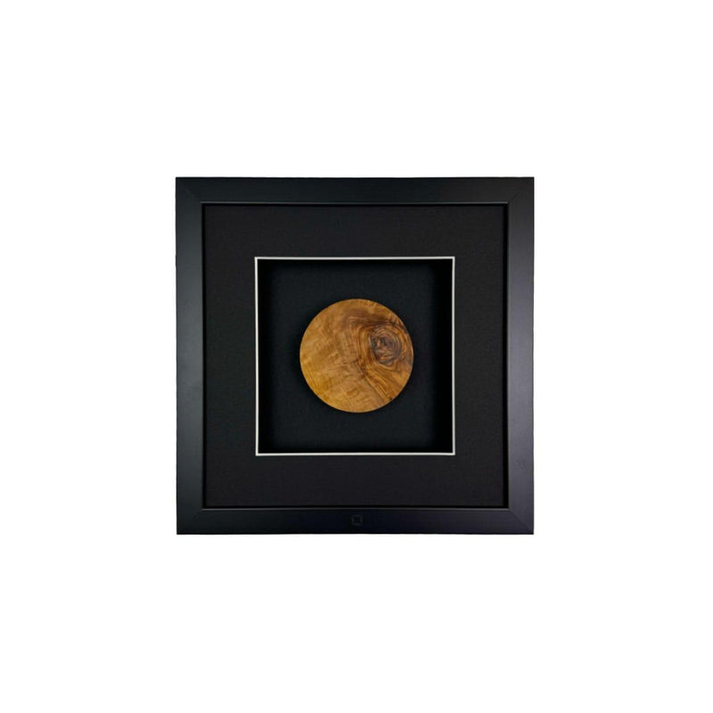 Quadratwerk Wandbild Noble Wood Rund 27cm - Rahmen Schwarz, Hintergrund Schwarz, Passepartout Schwarz/Weiß