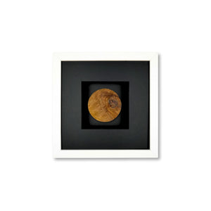 Quadratwerk Wandbild Noble Wood Rund 27cm - Rahmen Weiß, Hintergrund Schwarz, Passepartout Schwarz/Schwarz