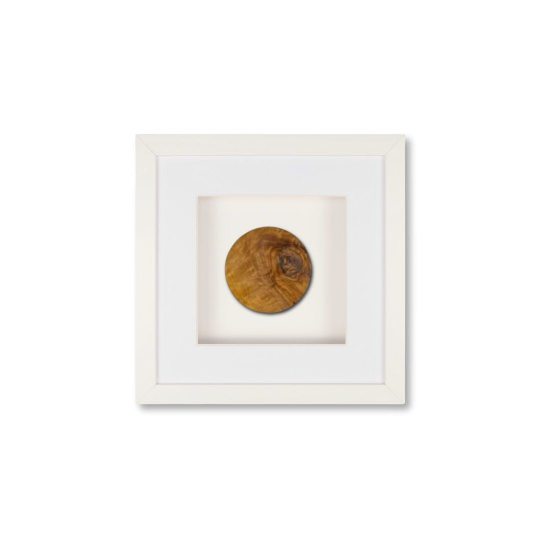 Quadratwerk Wandbild Noble Wood Rund 27cm - Rahmen Weiß, Hintergrund Weiß, Passepartout Weiß/Weiß