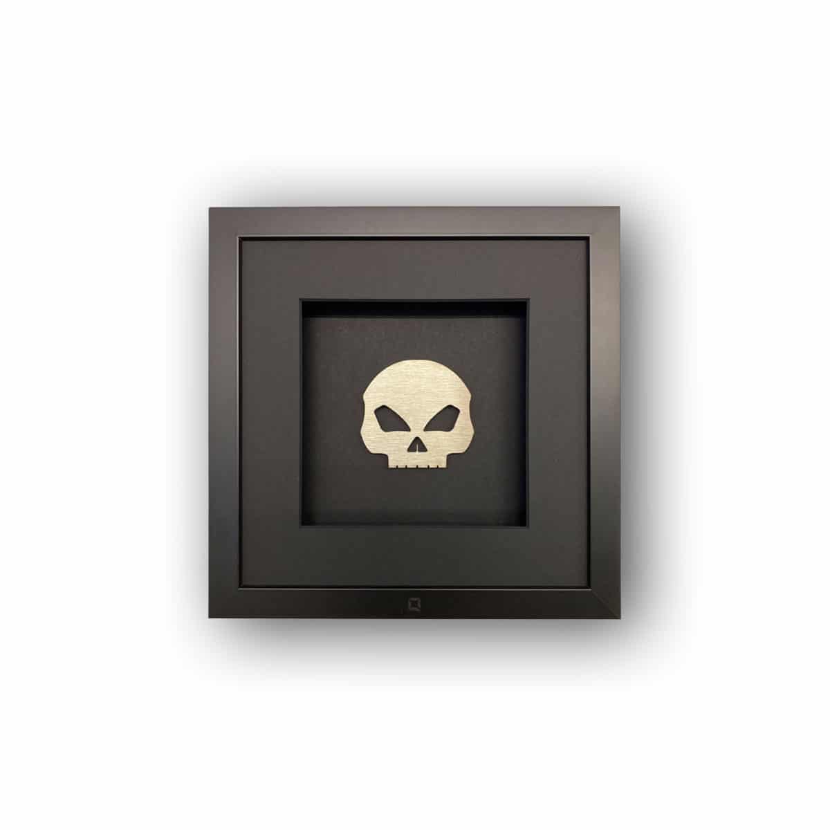 Quadratwerk Wandbild Prestige Steel Skull 27cm - Rahmen Schwarz, Hintergrund Schwarz, Passepartout Schwarz/Schwarz