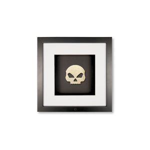 Quadratwerk Wandbild Seitenansicht Prestige Steel Skull 27cm - Rahmen Schwarz, Hintergrund Schwarz, Passepartout Weiß/Weiß
