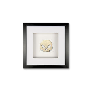 Quadratwerk Wandbild Seitenansicht Prestige Steel Skull 27cm - Rahmen Schwarz, Hintergrund Weiß, Passepartout Weiß/Weiß