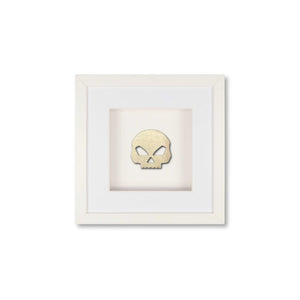 Quadratwerk Wandbild Prestige Steel Skull 27cm - Rahmen Weiß, Hintergrund Weiß, Passepartout Weiß/Weiß