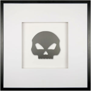 Quadratwerk Wandbild Pure Black Totenkopf 58cm - Rahmen Schwarz, Hintergrund Weiß, Passepartout Weiß/Weiß