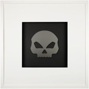 Quadratwerk Wandbild Pure Black Totenkopf 58cm - Rahmen Weiß, Hintergrund Schwarz, Passepartout Weiß/Schwarz