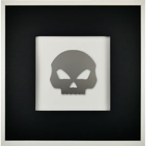 Quadratwerk Wandbild Pure Black Totenkopf 58cm - Rahmen Weiß, Hintergrund Weiß, Passepartout Schwarz/Schwarz