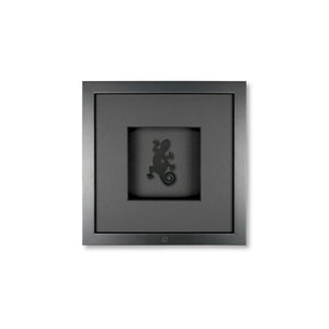 Quadratwerk Wandbild Pure Black Gecko 27cm - Rahmen Schwarz, Hintergrund Schwarz, Passepartout Schwarz/Schwarz