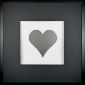 Quadratwerk Wandbild Pure Black Herz 58cm - Rahmen Schwarz, Hintergrund Weiß, Passepartout Schwarz/Schwarz