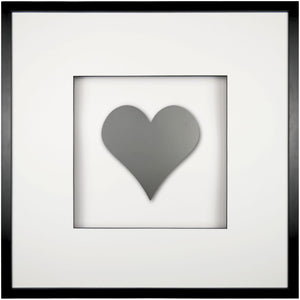 Quadratwerk Wandbild Pure Black Herz 58cm - Rahmen Schwarz, Hintergrund Weiß, Passepartout Weiß/Schwarz