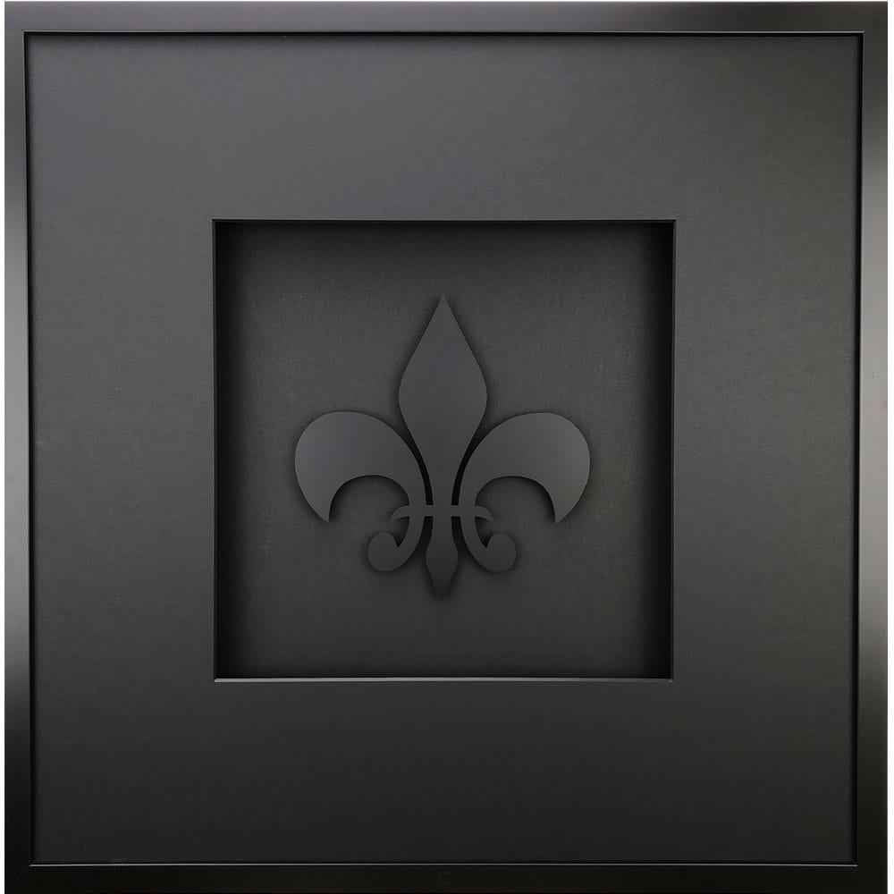 Quadratwerk Wandbild Pure Black Lilie 58cm - Rahmen Schwarz, Hintergrund Schwarz, Passepartout Schwarz/Schwarz