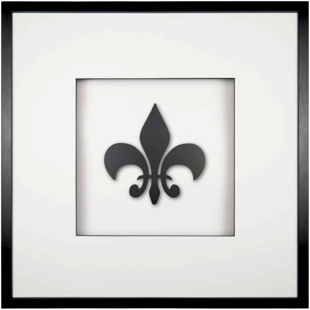 Quadratwerk Wandbild Pure Black Lilie 58cm - Rahmen Schwarz, Hintergrund Weiß, Passepartout Weiß/Schwarz