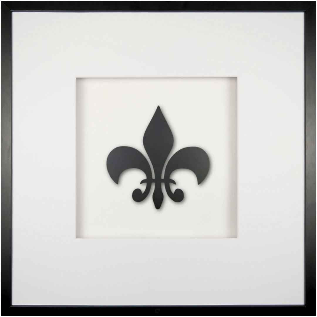 Quadratwerk Wandbild Pure Black Lilie 58cm - Rahmen Schwarz, Hintergrund Weiß, Passepartout Weiß/Weiß