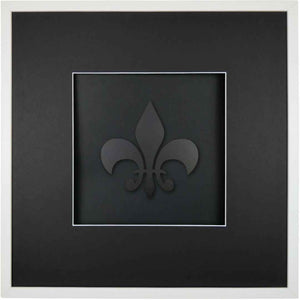 Quadratwerk Wandbild Pure Black Lilie 58cm - Rahmen Weiß, Hintergrund Schwarz, Passepartout Schwarz/Weiß