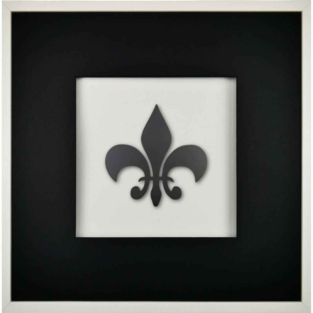 Quadratwerk Wandbild Pure Black Lilie 58cm - Rahmen Weiß, Hintergrund Weiß, Passepartout Schwarz/Schwarz