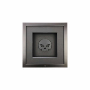 Wandbild Totenkopf schwarz klein 27x27 cm – Pure Black Skull Quadratwerk, mattschwarze Totenkopf-Silhouette rockig 3D-Optik handgefertigt Made in Germany